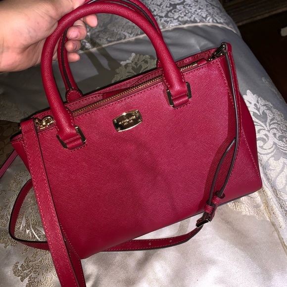 Michael Kors Red Leather Crossbody Bag